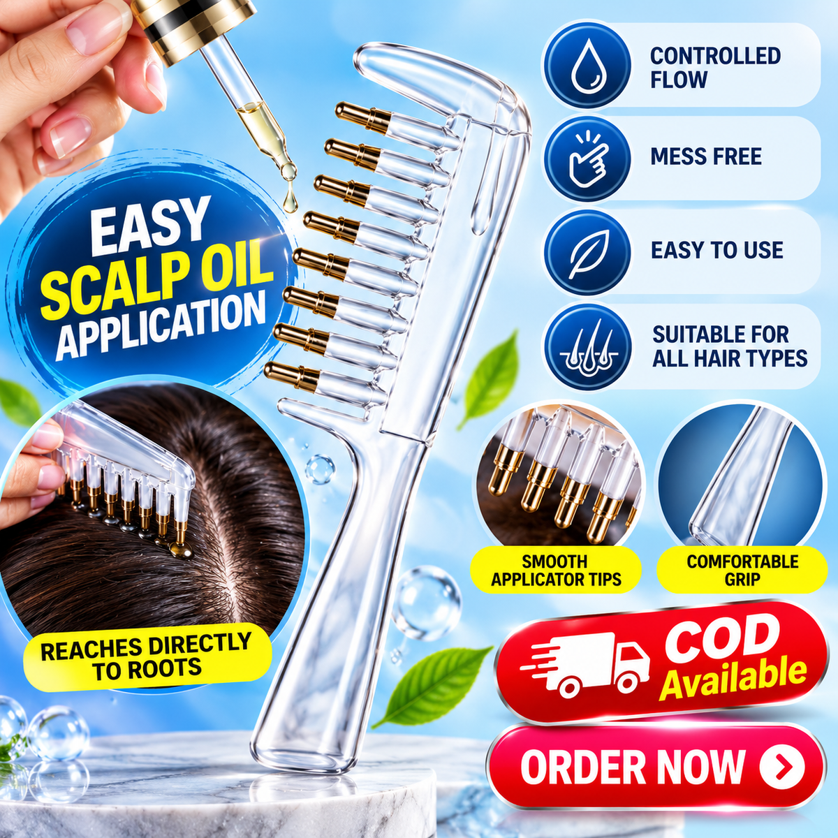 Hair Oil Applicator Comb – Easy & Mess-Free Scalp Oil Application